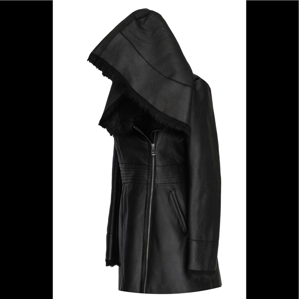 Sheepskin Shearling leather skirt hoodie jacket